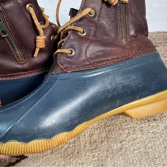 Sperry Brown Blue Duck Boots leather winter rain insulated lace up bootie ankle - Picture 2 of 14
